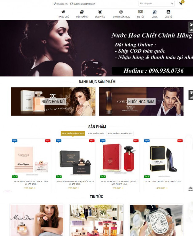 thiết kế website bán nước hoa