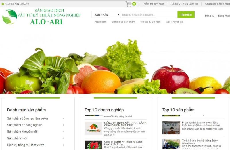 thiết kế website bán nông sản